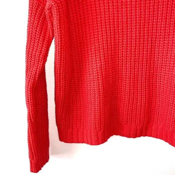 Express Neon Pink Boxy Crop Tight Knit Pullover Sweater Medium Women’s - Picture 5 of 9